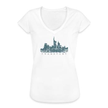 Frankfurter Skyline (Vintage/Blau) Frankfurt - Frauen Vintage T-Shirt - Weiß - Vorne - Danielle (179cm)