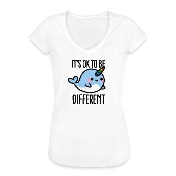 It's ok to be different - Frauen Vintage T-Shirt - Weiß - Vorne - Danielle (179cm)
