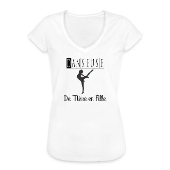 Danseuse de Mère en Fille Danse - T-shirt vintage Femme - blanc - Devant - Danielle (179cm)