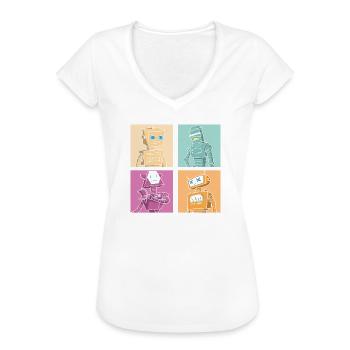 Roboter Robot - Frauen Vintage T-Shirt - Weiß - Vorne