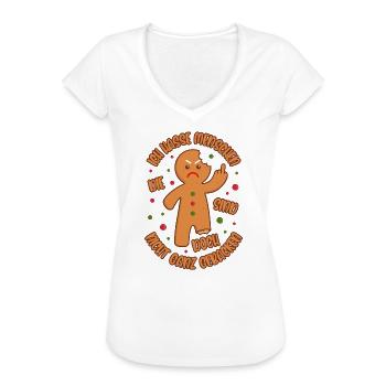 Lebkuchenmann Ich hasse Menschen Gebacken Geschenk - Frauen Vintage T-Shirt - Weiß - Vorne