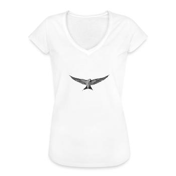 Grauer Vogel im monochromen Flug - Frauen Vintage T-Shirt - Weiß - Vorne - Danielle (179cm)