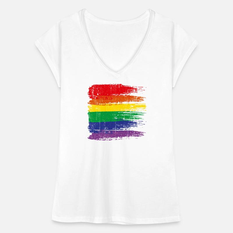Regenbogen-Pinselstrich Pride Frauen Vintage T-Shirt