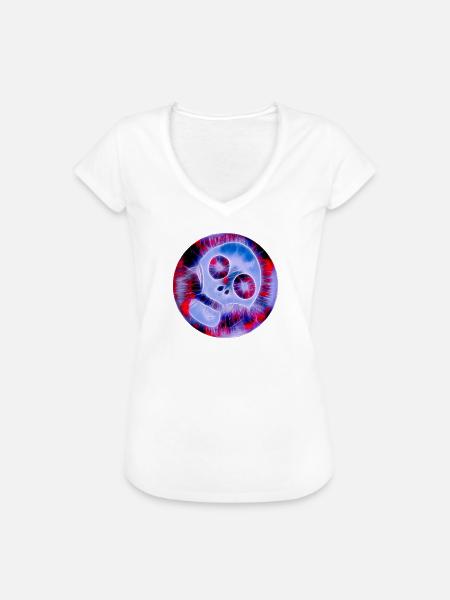 Totenkopf neon - Frauen Vintage T-Shirt - Weiß