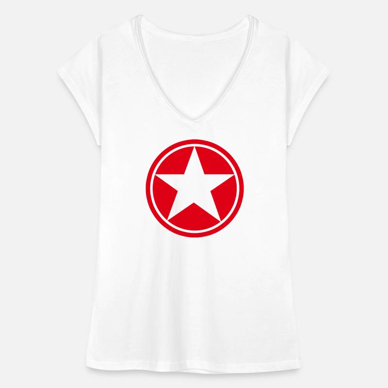 Star in Red Five-Pointed Circle Pentagram Women's Vintage T-Shirt