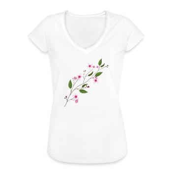 Fleur de cerisier - T-shirt vintage Femme - blanc - Devant - Danielle (179cm)