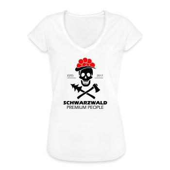 Schwarzwald Totenkopf Bollenhut - Premium Design - Frauen Vintage T-Shirt - Weiß - Vorne - Danielle (179cm)