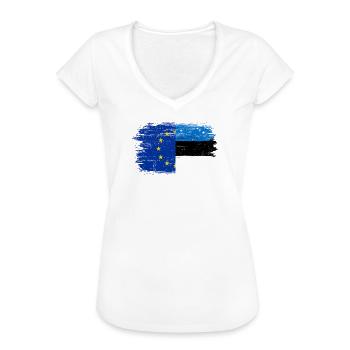 Fusion du drapeau UE-Allemagne - T-shirt vintage Femme - blanc - Devant - Danielle (179cm)
