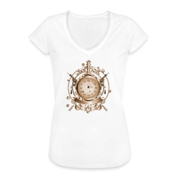 Steampunk Uhr im antiken Look mit Zahnräder - Frauen Vintage T-Shirt - Weiß - Vorne