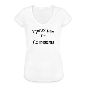 j'peux pas j'ai la courante - T-shirt vintage Femme - blanc - Devant - Danielle (179cm)