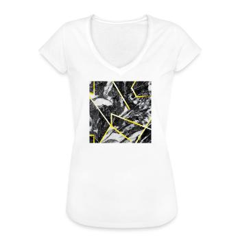 Marble Black Gold Geometric texture - Women's Vintage T-Shirt - white - Front - Danielle (179cm)