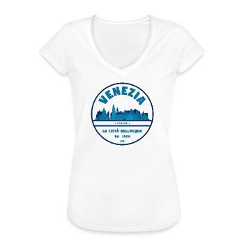 Venezia Skyline Stamp - Women's Vintage T-Shirt - white - Front - Danielle (179cm)
