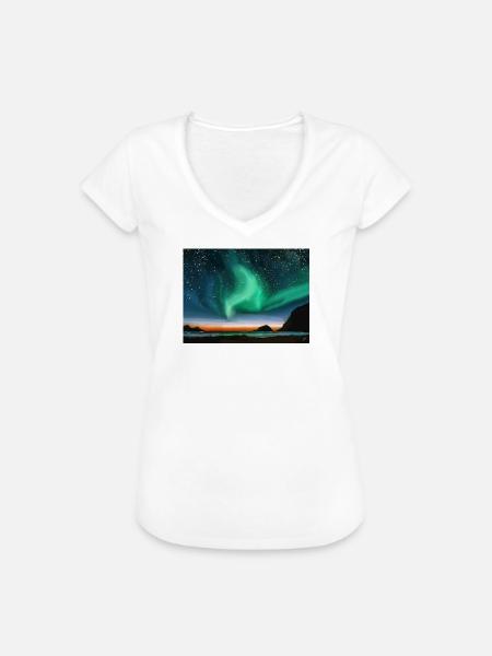Nordlichter - Ölgemälde - Frauen Vintage T-Shirt - Weiß