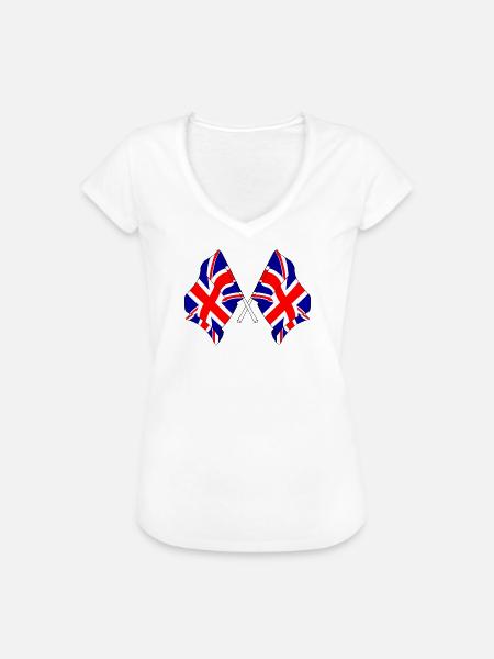 Zwei Flaggen Großbritannien - Frauen Vintage T-Shirt - Weiß
