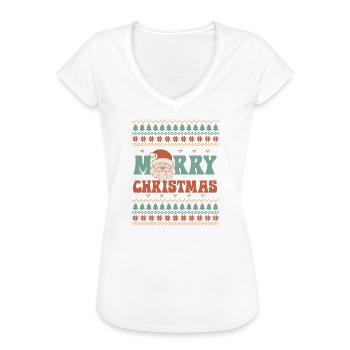 Pull de Noël moche - T-shirt vintage Femme - blanc - Devant - Danielle (179cm)