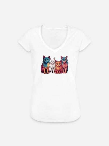 Katzen Gang - Frauen Vintage T-Shirt - Weiß