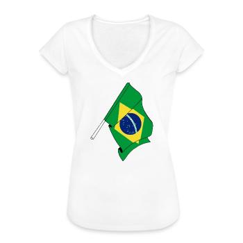 Flag of Brazil - Women's Vintage T-Shirt - white - Front - Danielle (179cm)
