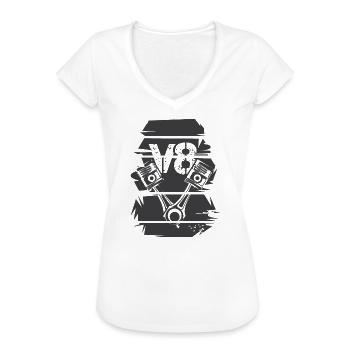 retro v8 Auto musclecars Motor vintage Symbol Logo - Frauen Vintage T-Shirt - Weiß - Vorne - Danielle (179cm)