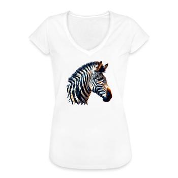 Polygonales Zebra - Frauen Vintage T-Shirt - Weiß - Vorne - Danielle (179cm)