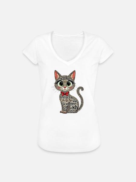 KATZENDAME, TEXTKUNST, TYPOGRAFIE - Frauen Vintage T-Shirt - Weiß
