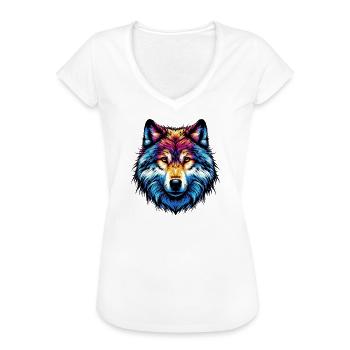 Wolf - Frauen Vintage T-Shirt - Weiß - Vorne