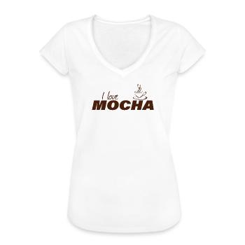 J’ADORE LE MOKA - T-shirt vintage Femme - blanc - Devant - Danielle (179cm)