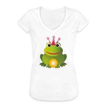 Froschkönig - mit pinker Krone und goldene Kugel - Frauen Vintage T-Shirt - Weiß - Vorne