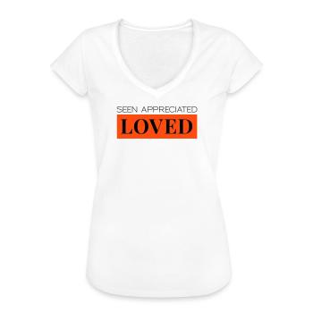 Lacs appréciés Aimé Bicolore - T-shirt vintage Femme - blanc - Devant - Danielle (179cm)