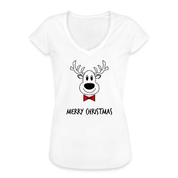 WEIHNACHTEN. FROHE WEIHNACHTEN. FROHE WEIHNACHTEN. NEUJAHRSTAG - Frauen Vintage T-Shirt - Weiß - Vorne - Danielle (179cm)