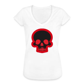 Schwarzer Schädel mit rotem Umriss - Frauen Vintage T-Shirt - Weiß - Vorne - Danielle (179cm)