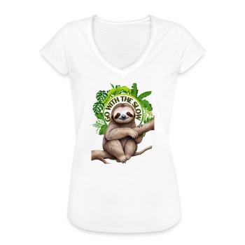 Go with the slow Sloth - Women's Vintage T-Shirt - white - Front - Danielle (179cm)