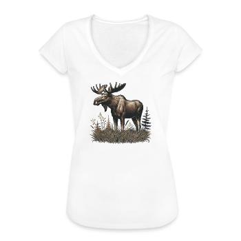 Elch - Frauen Vintage T-Shirt - Weiß - Vorne - Danielle (179cm)