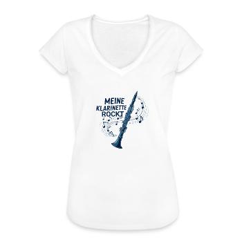 Meine Klarinette rockt – Klarinettistin - Frauen Vintage T-Shirt - Weiß - Vorne