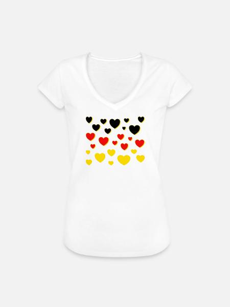 Deutschland Fahne Herzen - Frauen Vintage T-Shirt - Weiß