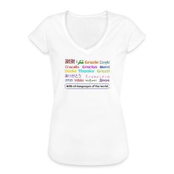 Multilinguales Dankeschön Muster - Frauen Vintage T-Shirt - Weiß - Vorne - Danielle (179cm)