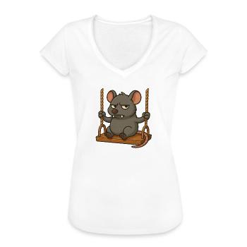 Mürrische Maus Ratte Schaukeln Genervt Angry - Frauen Vintage T-Shirt - Weiß - Vorne - Danielle (179cm)
