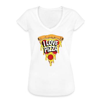 I Love Pizza - Women's Vintage T-Shirt - white - Front - Danielle (179cm)