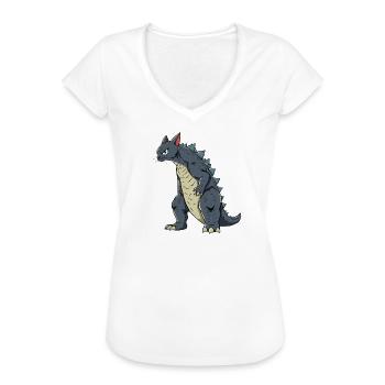 Katze als Echse - Frauen Vintage T-Shirt - Weiß - Vorne - Danielle (179cm)