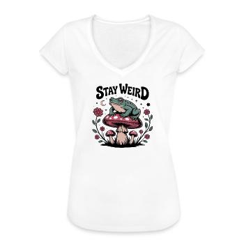 Stay Weird - Lustiger Spruch  - Frauen Vintage T-Shirt - Weiß - Vorne - Danielle (179cm)