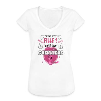 Une Guerrière Octobre Cancer Sein Femme - T-shirt vintage Femme - blanc - Devant