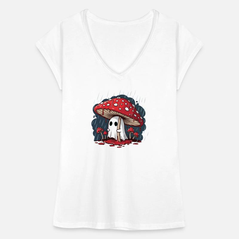 Fly Agaric Ghost — Spooky Halloween Mushroom Ghost Women's Vintage T-Shirt
