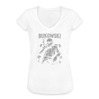 Bukowski Vibe Rauchen Porträt - Frauen Vintage T-Shirt - Weiß - Vorne