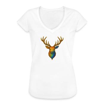 Rainbow deer with gold frame - Women's Vintage T-Shirt - white - Front - Danielle (179cm)