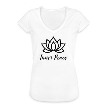 Inner Peace Lotus Yoga T-Shirt - Frauen Vintage T-Shirt - Weiß - Vorne - Danielle (179cm)