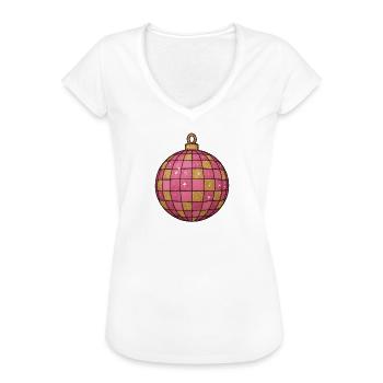 Pink Gold Glitzerkugel Ornament - Frauen Vintage T-Shirt - Weiß - Vorne - Danielle (179cm)