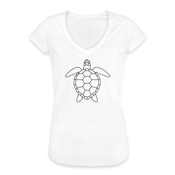 Sea Turtle | Mosaic Style Ocean Protection - Women's Vintage T-Shirt - white - Front - Danielle (179cm)