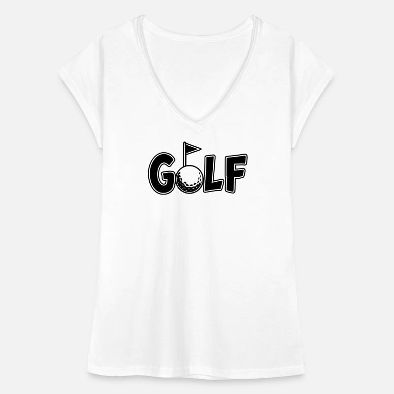 Lettrage de golf avec balle de golf et drapeau de golf T-shirt vintage Femme