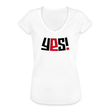 Ja! - Frauen Vintage T-Shirt - Weiß - Vorne - Danielle (179cm)