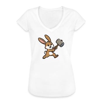 Lapin au marteau : Construire avec le cœur - T-shirt vintage Femme - blanc - Devant - Danielle (179cm)