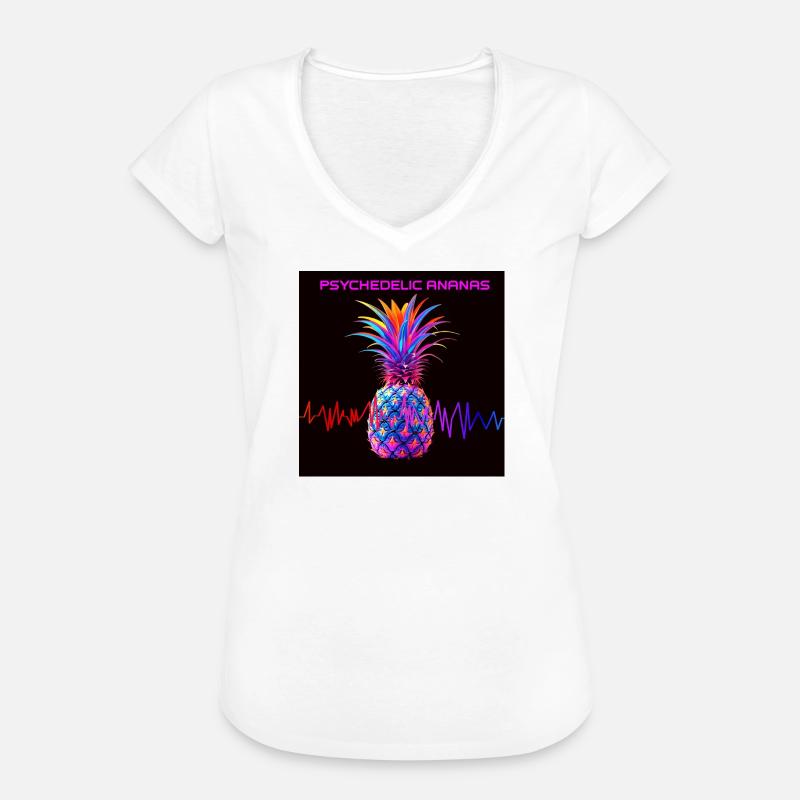 Psychedelic pineapple neon print - Women's Vintage T-Shirt - white